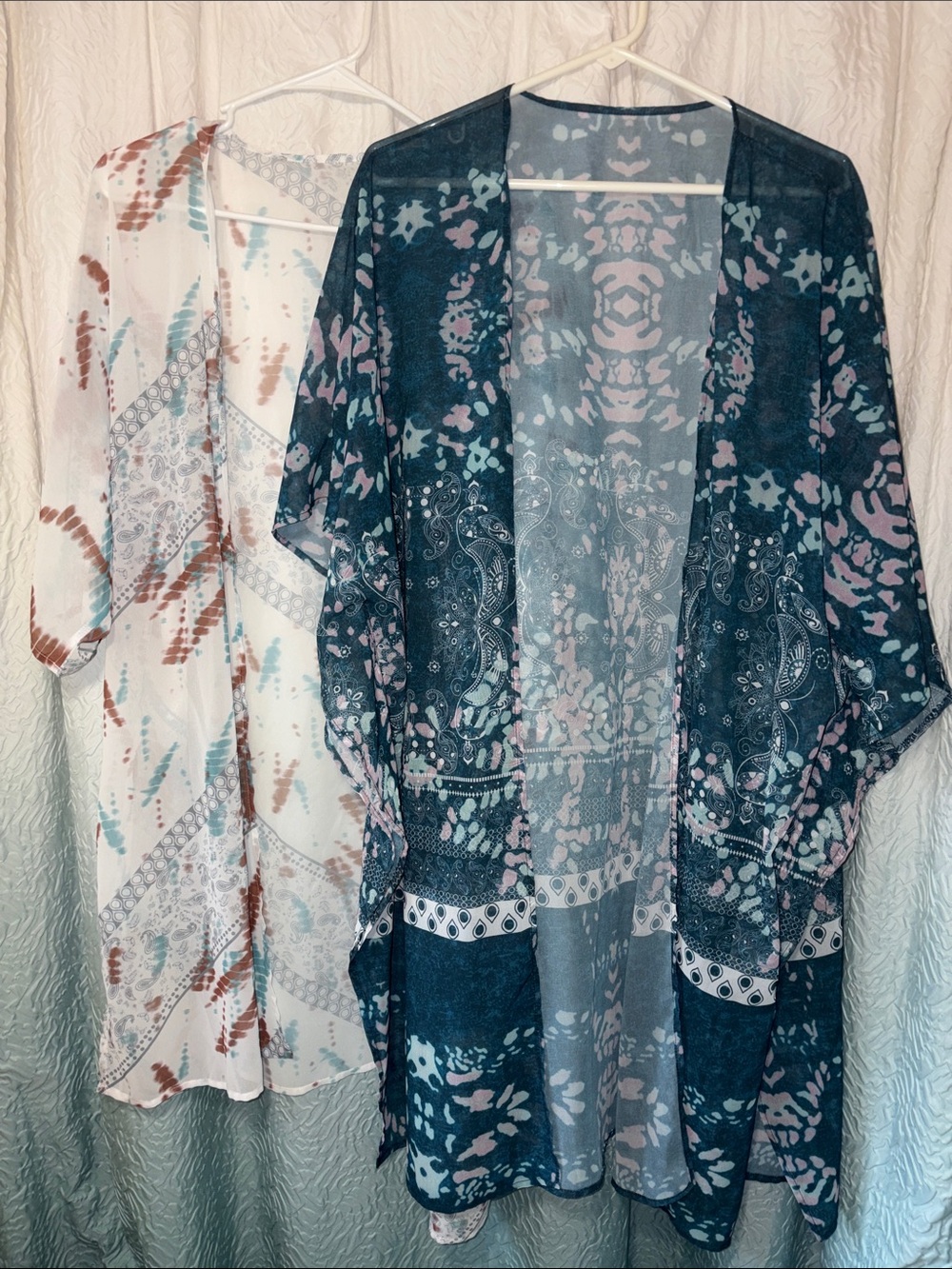 BUNDLE OF 2 Women’s Lightweight Open-Front Kimono Jacket - Teal Blue Floral